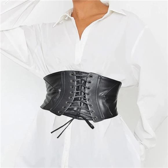 Women Vintage Lace-up Corset Belts,Retro Elastic Cinch Waist Belt,Tied Waspie main image 4